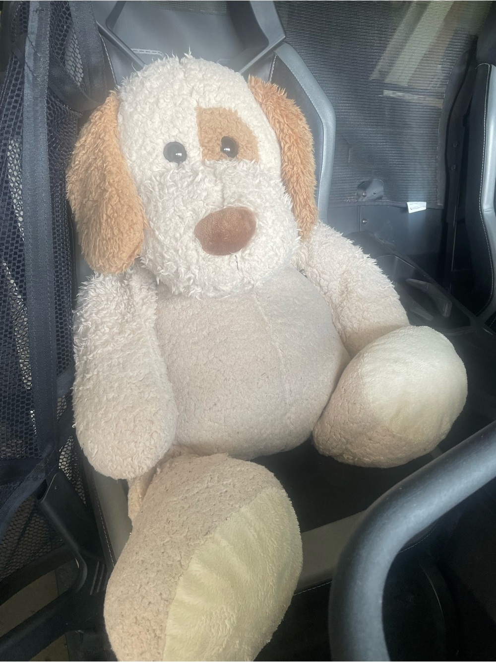 Plush Beige & Tan Dog Plush Toy - Soft Cuddly Pet Companion